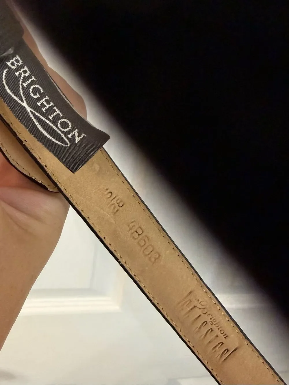 Brighton Black Textured Belt with Gold Buckle